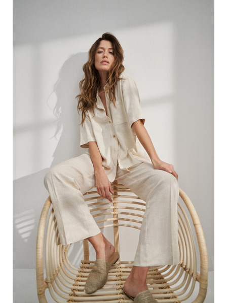 Moodo Leinenhemd mit Tasche beige Moodo