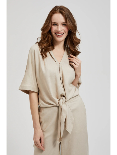 Moodo Leinenhemd mit Bindung beige Moodo