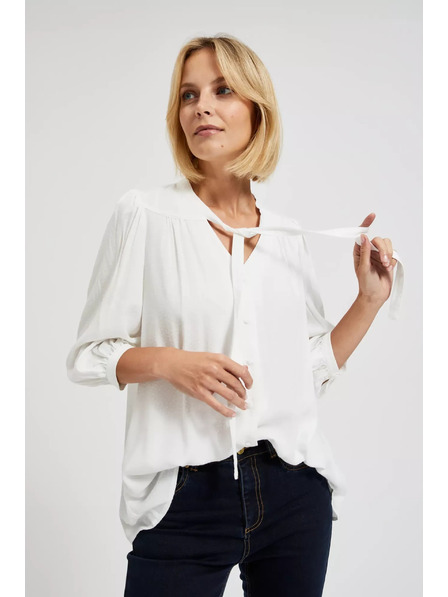 Moodo Weißes Knopfhemd Moodo mit gebundenem Ausschnitt