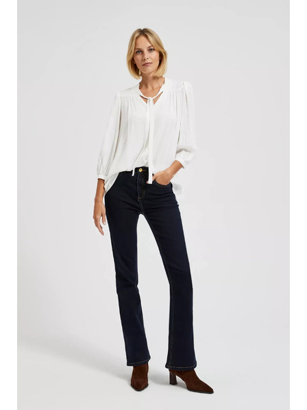 Moodo Weißes Knopfhemd Moodo mit gebundenem Ausschnitt