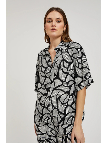 Moodo Viskose-Hemd schwarz-weiß Moodo