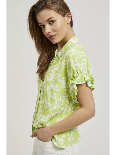 Moodo Grüne Bluse mit gerafftem Ärmel Moodo