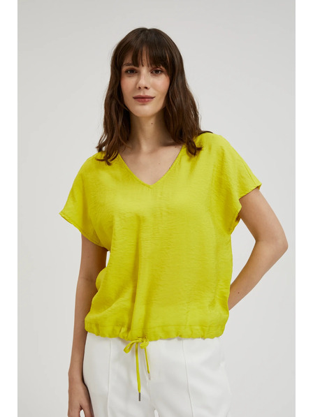 Moodo Bluse mit V-Ausschnitt und Taillenbindung limette Moodo