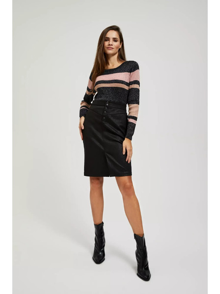 Moodo Bleistiftrock mit dekorativen Knöpfen schwarz Moodo