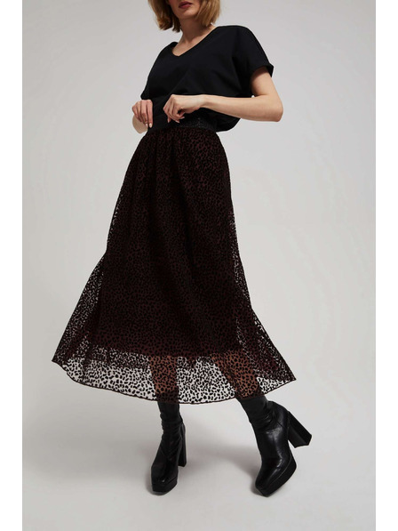 Moodo Ausgestellter Midi-Rock kastanienbraun Moodo