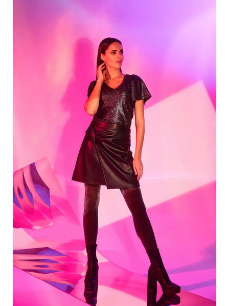 Moodo A-Linie Rock aus Kunstleder schwarz Moodo