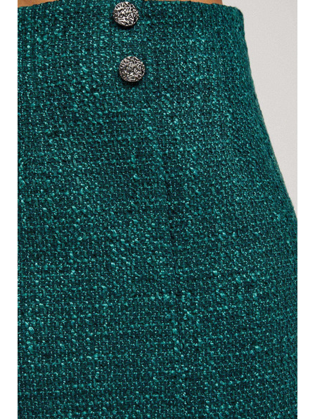 Moodo Tweed-Rock mit dekorativen Knöpfen smaragdgrün Moodo