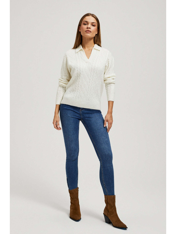 Moodo V-Ausschnitt Pullover mit Kragen Moodo