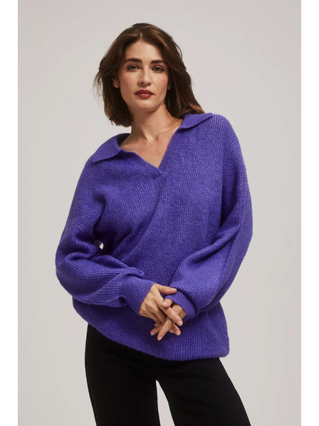 Moodo V-Ausschnitt Pullover lila Moodo