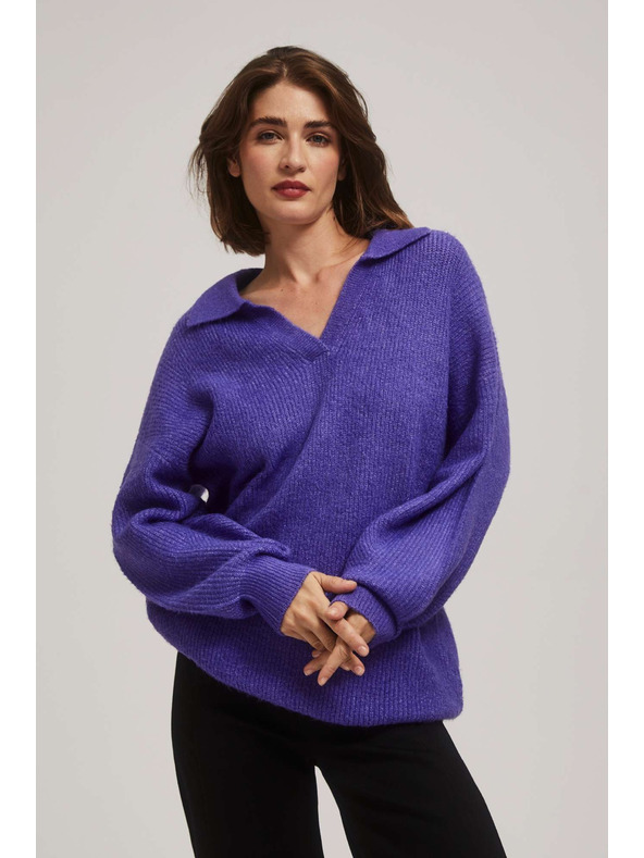 Moodo V-Ausschnitt Pullover lila Moodo