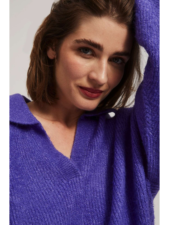 Moodo V-Ausschnitt Pullover lila Moodo