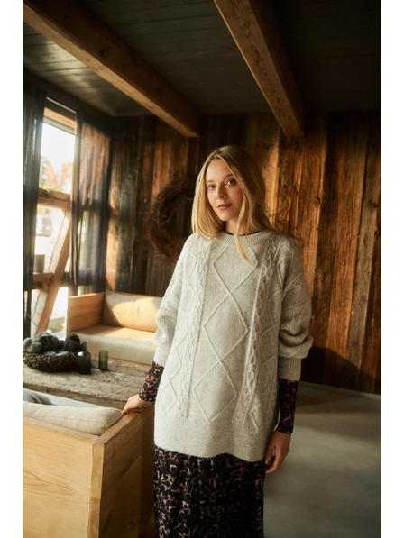 Moodo Pullover mit Zierstrickmuster hellgrau Moodo