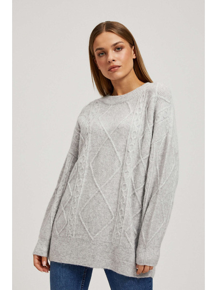 Moodo Pullover mit Zierstrickmuster hellgrau Moodo