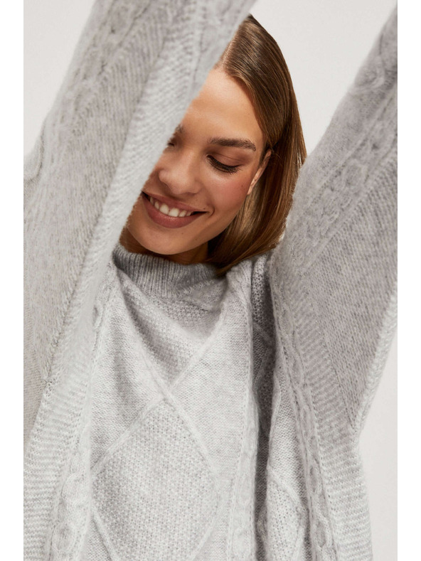 Moodo Pullover mit Zierstrickmuster hellgrau Moodo