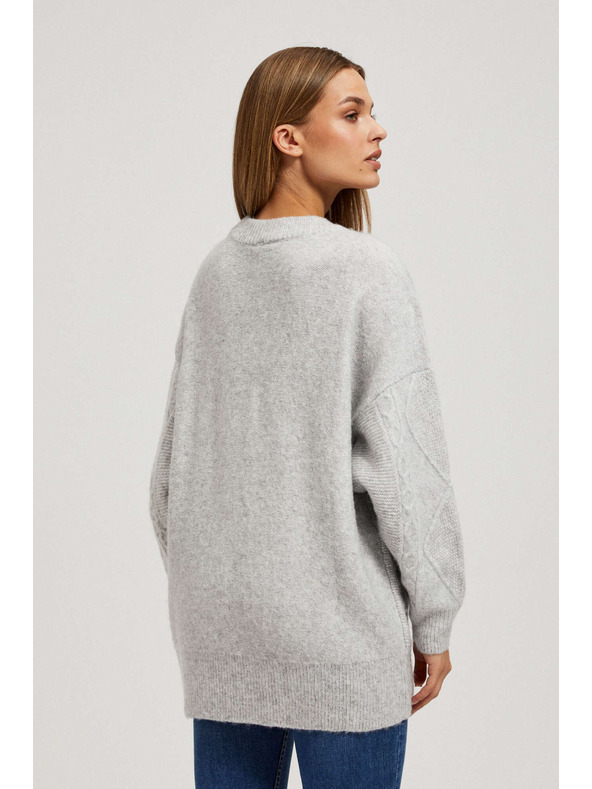 Moodo Pullover mit Zierstrickmuster hellgrau Moodo