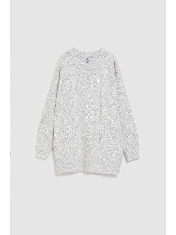 Moodo Pullover mit Zierstrickmuster hellgrau Moodo