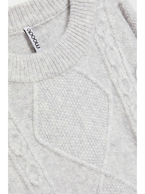 Moodo Pullover mit Zierstrickmuster hellgrau Moodo