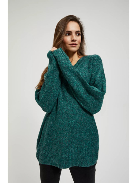 Moodo Glatter V-Ausschnitt Pullover Moodo