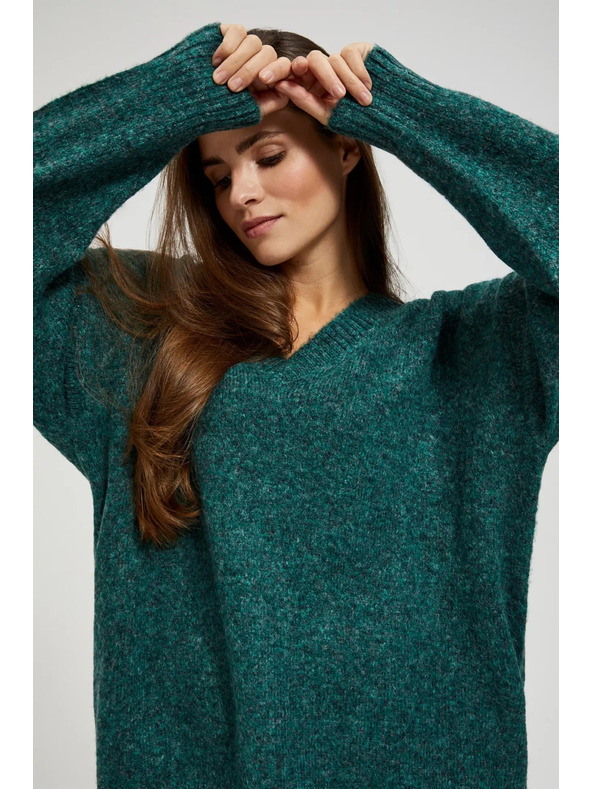 Moodo Glatter V-Ausschnitt Pullover Moodo