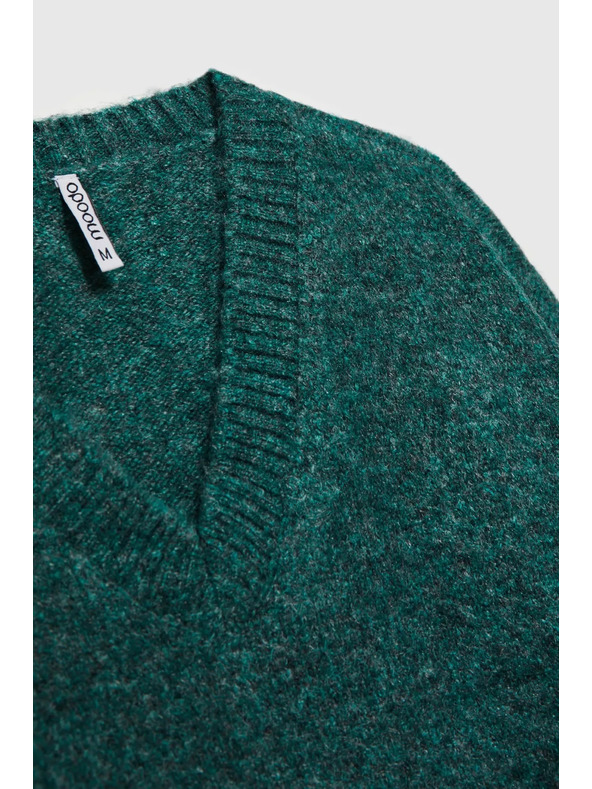 Moodo Glatter V-Ausschnitt Pullover Moodo