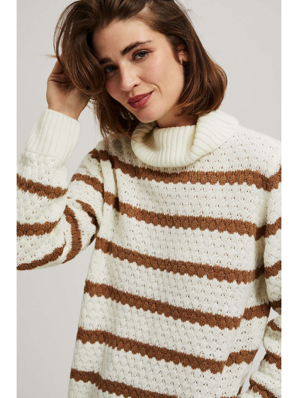 Moodo Pullover mit Streifen und Rollkragen Moodo