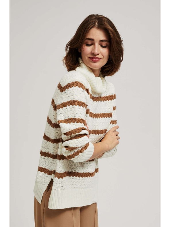 Moodo Pullover mit Streifen und Rollkragen Moodo