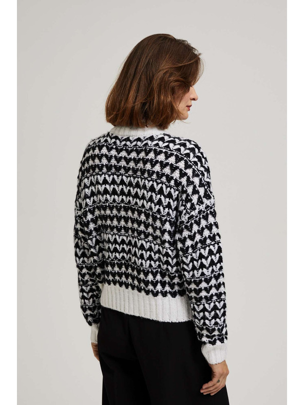 Moodo Rollkragenpullover schwarz-weiß Moodo