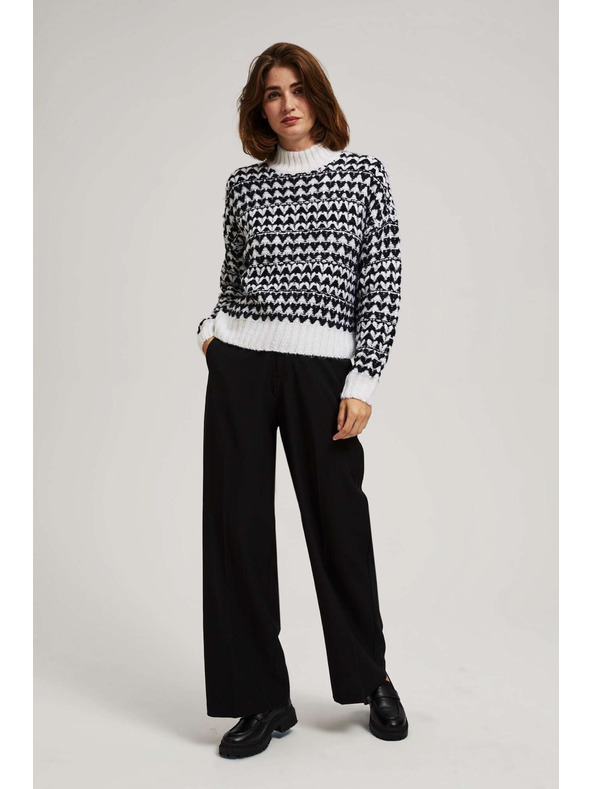 Moodo Rollkragenpullover schwarz-weiß Moodo