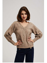 Moodo V-Ausschnitt Pullover dunkelbeige Moodo