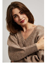 Moodo V-Ausschnitt Pullover dunkelbeige Moodo