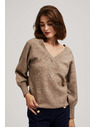 Moodo V-Ausschnitt Pullover dunkelbeige Moodo
