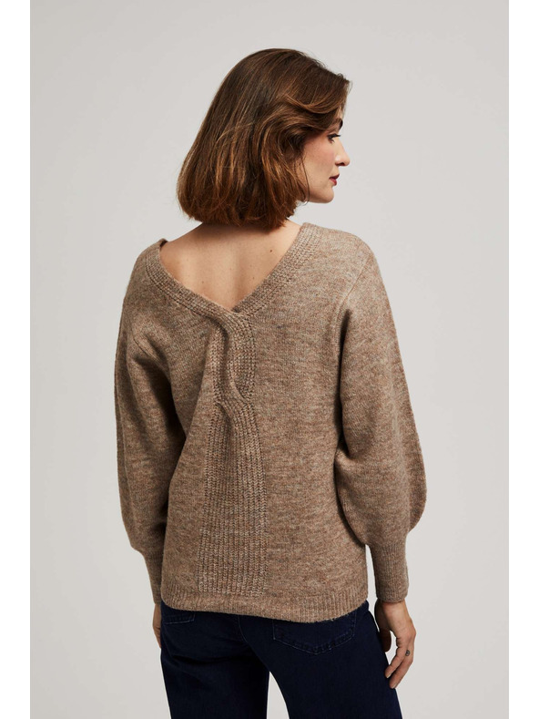 Moodo V-Ausschnitt Pullover dunkelbeige Moodo