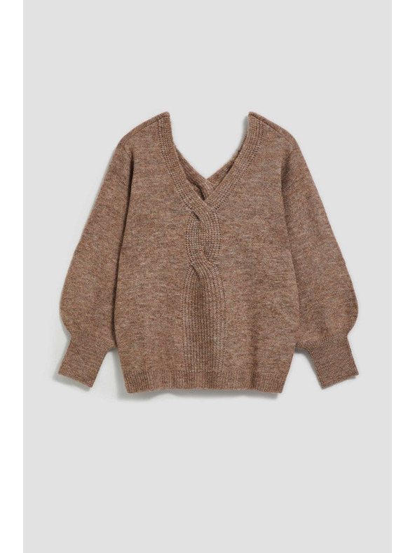 Moodo V-Ausschnitt Pullover dunkelbeige Moodo