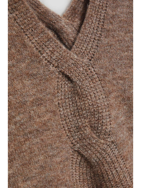 Moodo V-Ausschnitt Pullover dunkelbeige Moodo
