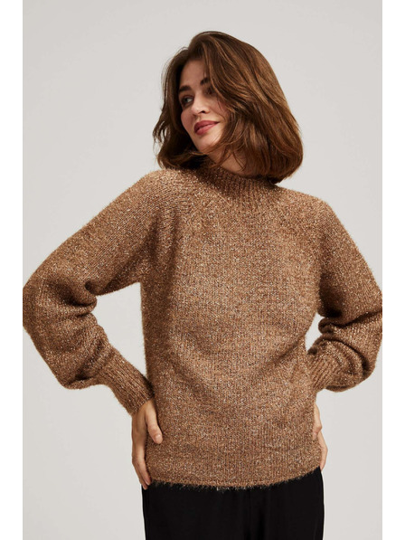 Moodo Rollkragenpullover mit Metallic-Garn verziert beige Moodo
