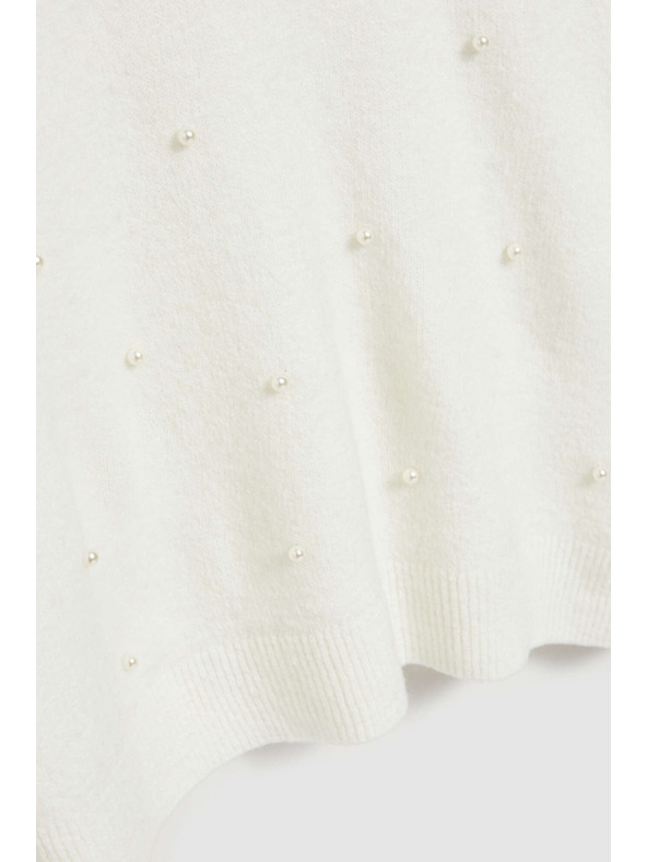 Moodo V-Ausschnitt Pullover mit Perlenbesatz Moodo