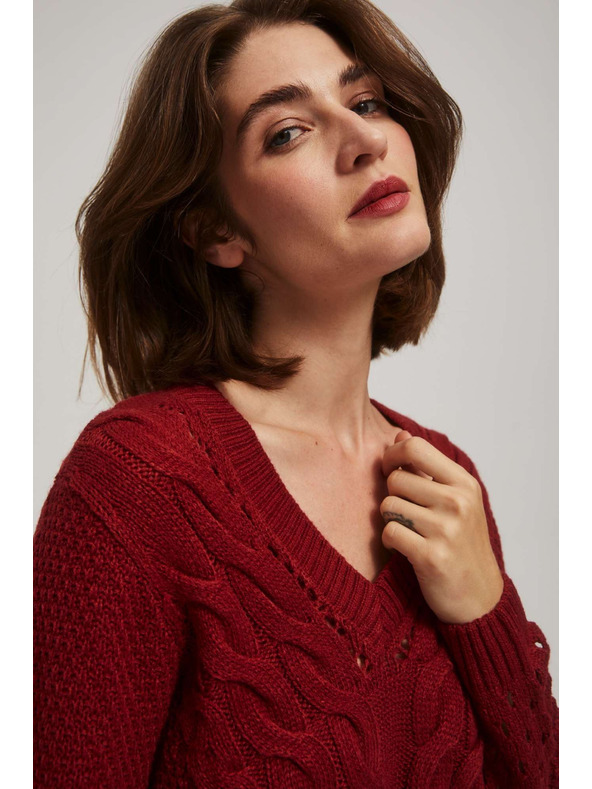 Moodo Pullover mit Ajour-Ärmeln Moodo