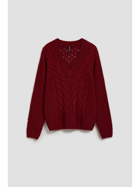 Moodo Pullover mit Ajour-Ärmeln Moodo