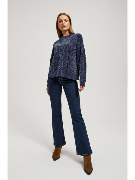 Moodo Dunkelblauer Pullover mit dekorativer Flechtmuster von Moodo