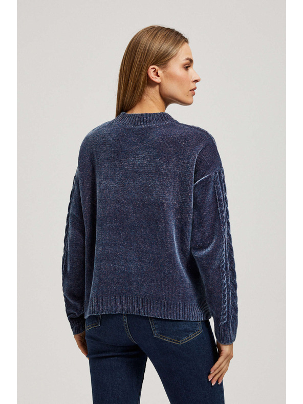 Moodo Dunkelblauer Pullover mit dekorativer Flechtmuster von Moodo