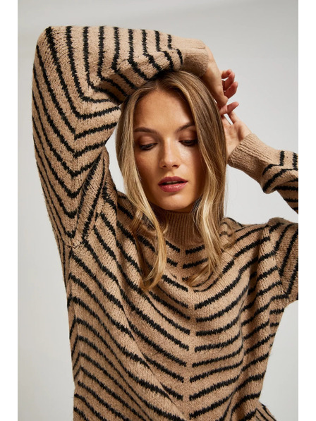 Moodo Beige-schwarzer gestreifter Pullover von Moodo