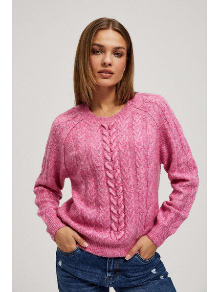 Moodo Fuchsiafarbener Pullover mit dekorativer Flechtmuster von Moodo