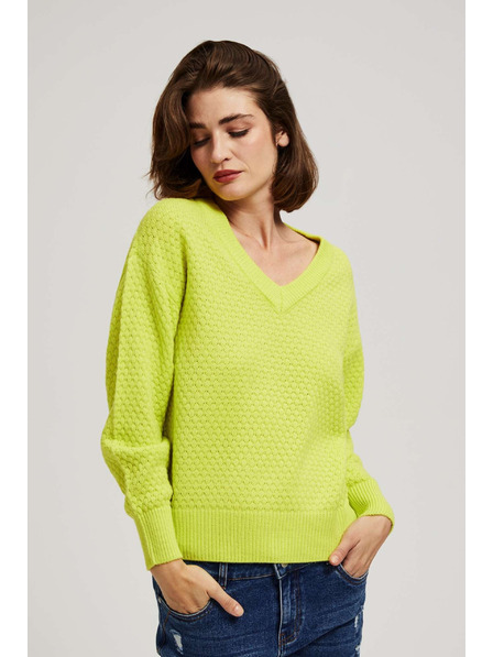 Moodo Limettenfarbener Pullover mit V-Ausschnitt von Moodo