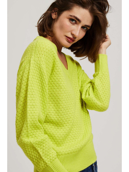 Moodo Limettenfarbener Pullover mit V-Ausschnitt von Moodo