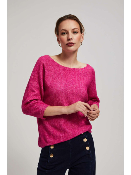 Moodo Fuchsiafarbener Pullover mit 3/4-Ärmeln von Moodo
