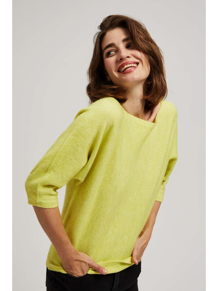 Moodo Limettenfarbener Pullover mit 3/4-Ärmeln von Moodo