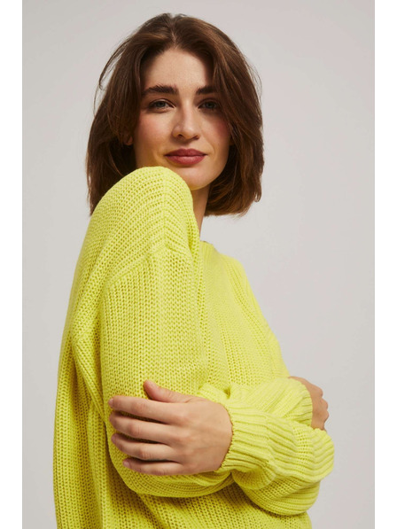 Moodo Limettenfarbener Pullover mit Rundhalsausschnitt von Moodo