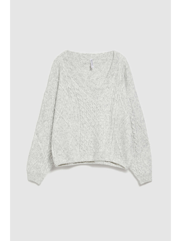 Moodo Grauer Pullover mit V-Ausschnitt von Moodo