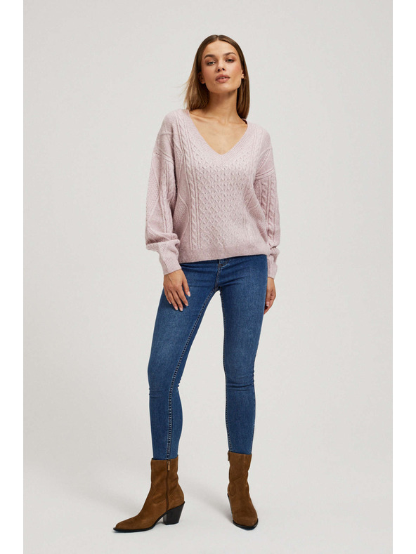 Moodo Rosa Pullover mit V-Ausschnitt von Moodo