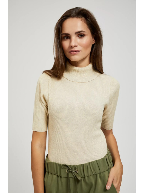 Moodo Rollkragenpullover mit metallischem Garn perlmutt Moodo